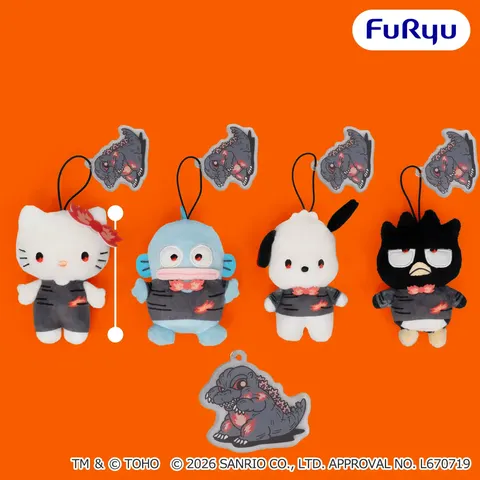ゴジラ・サンリオキャラクターズ アクリルチャーム付きマスコット