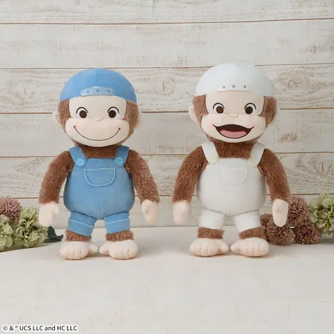 おさるのジョージ 赤いほっぺ Lぬいぐるみ オーバーオール&キャップ